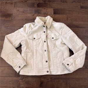 Levi's Off-White Denim Jacket with Sherpa Collar